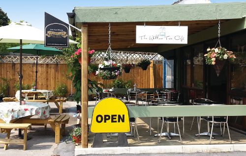 Outdoor seating area at the Willow Tree Cafe